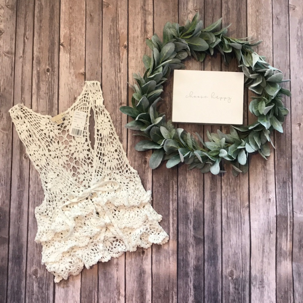 Forever 21 Boho Cream / Ivory Crochet Vest